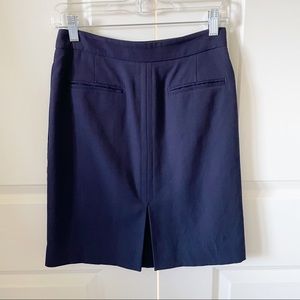 L.A.M.B Navy 100% Wool Off Center Zip Skirt Size 6